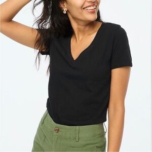 J Crew Top 2X Vintage Slub Cotton Black
